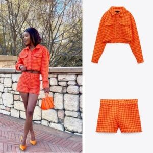 Zara Orange Houndstooth Matching Set